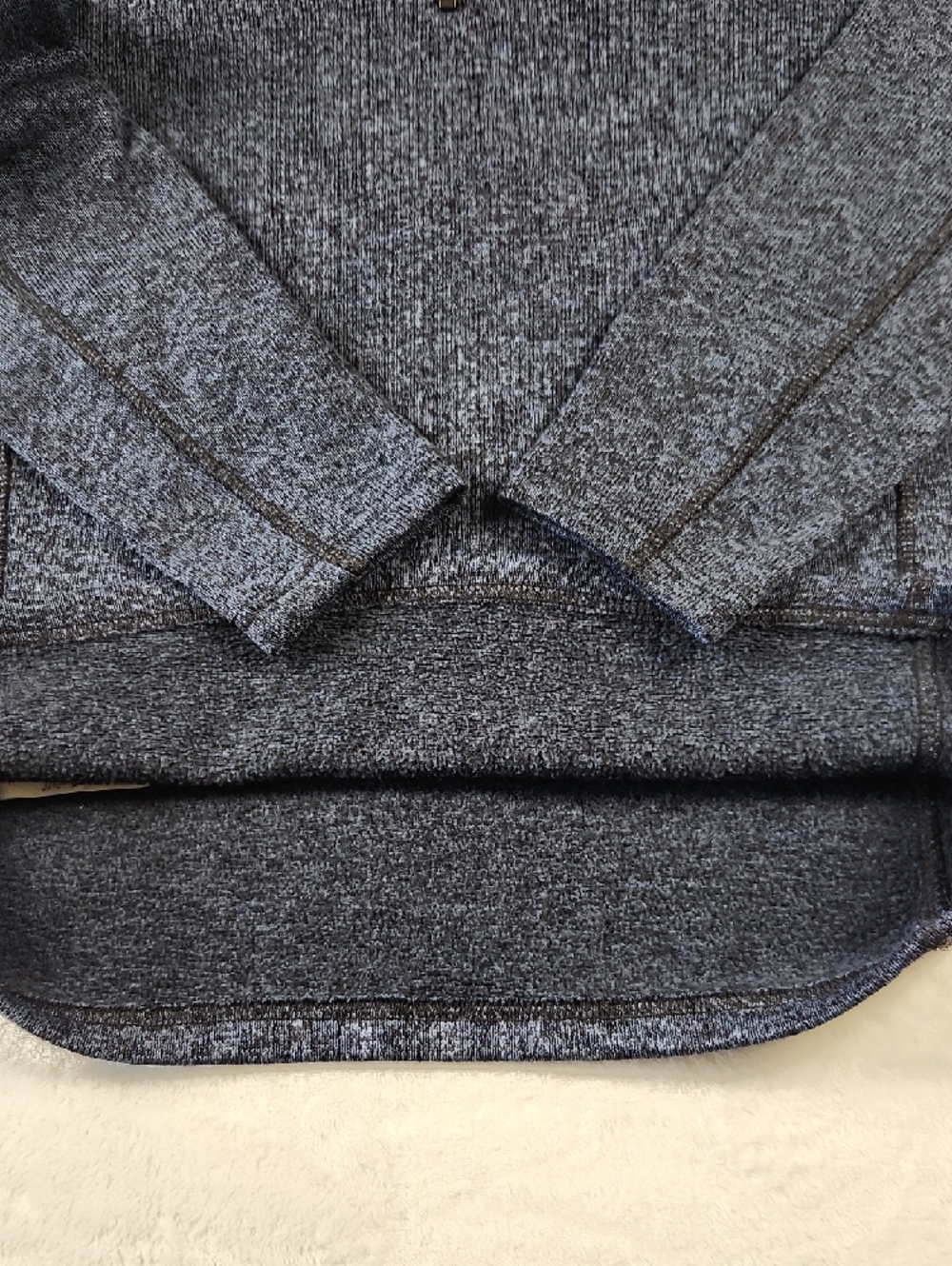 Eddie Bauer Men's L Quarter Zip Pullover Heather Navy Blue with Gray Collar - Picture 14 of 16